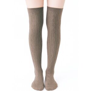 Taupe Beige Cable Knit Over The Knee Socks Cozy Winter Boot Stockings